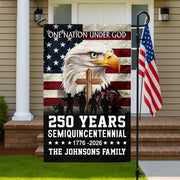 Custom Family Name One Nation Under God 1776 2026 Semiquincentennial 250 Years American Garden Flag HO82 900886