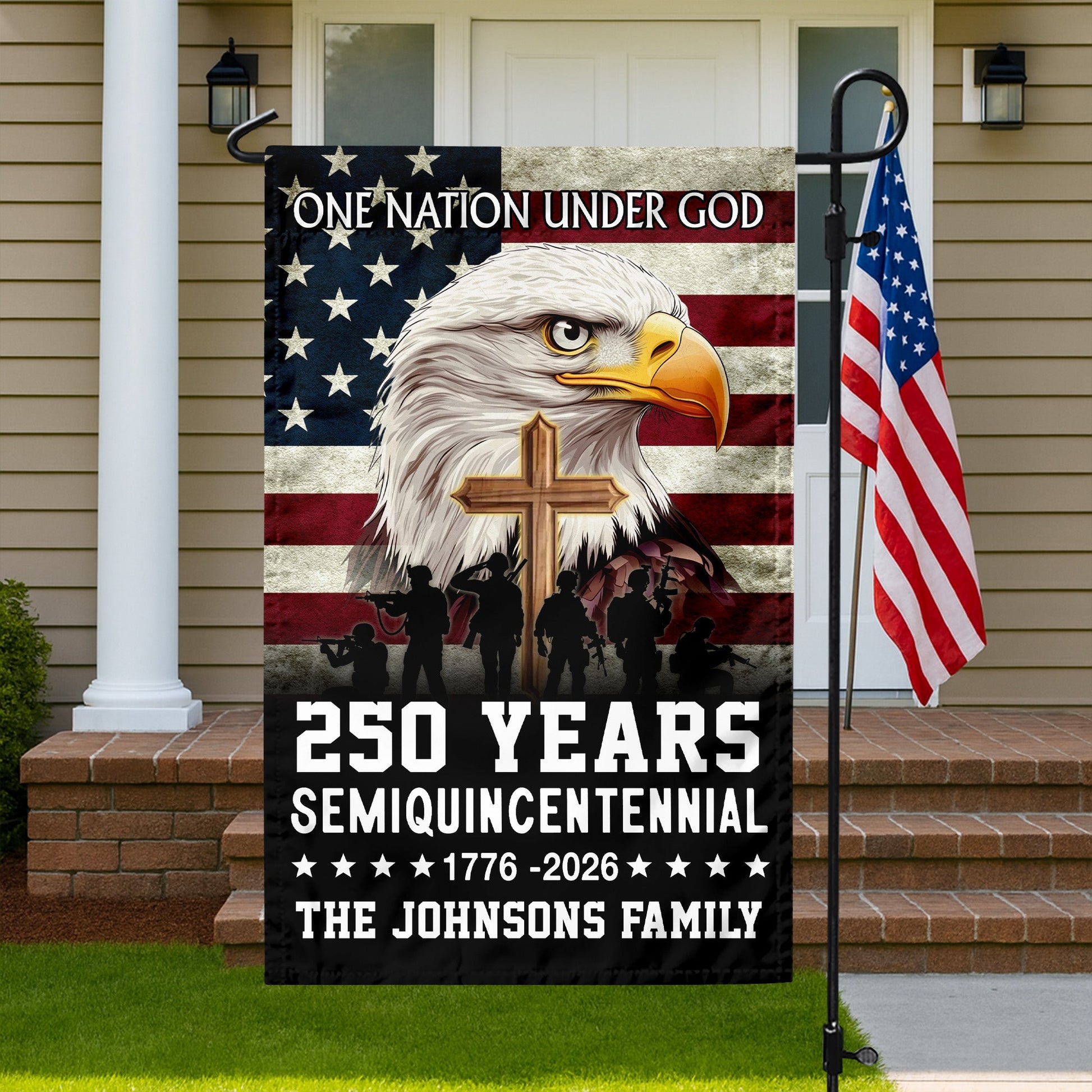 Custom Family Name One Nation Under God 1776 2026 Semiquincentennial 250 Years American Garden Flag HO82 900886