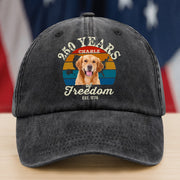 Custom Dog Photo 250 Years of Freedom EST. 1776 Washed Denim Baseball Cap LM32 895329