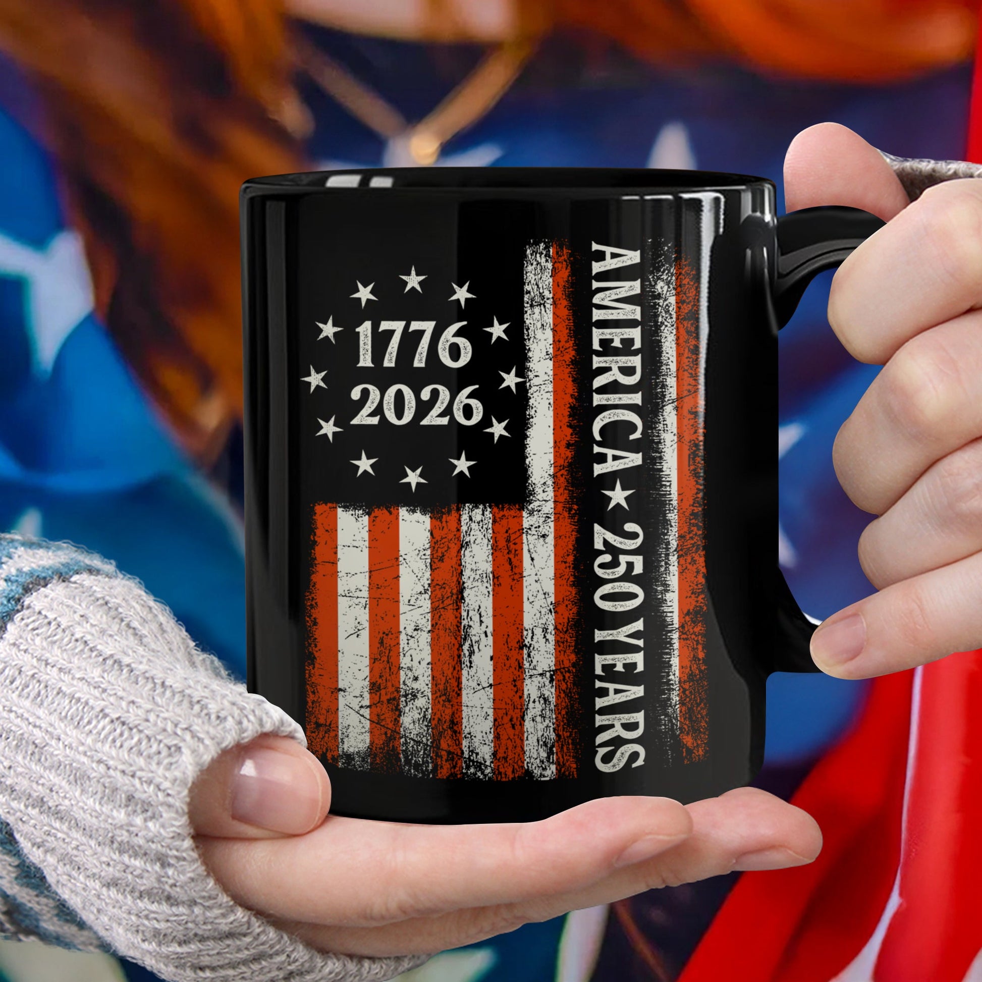 250 Years America Flag 250th Birthday 1776-2026 Black Mug HO82 894790