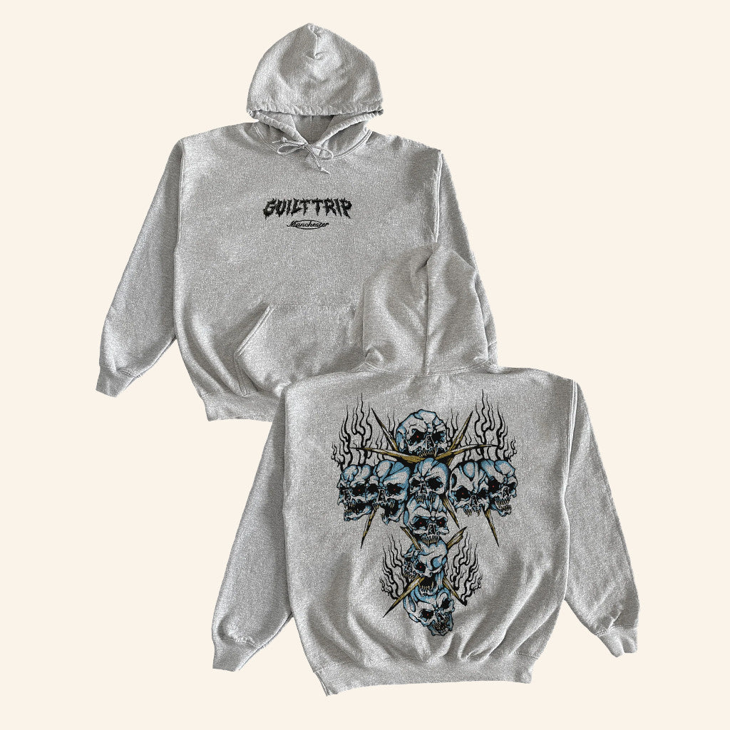 Mlvltd Merch Guilt Trip Burn Skull Cross Hoodie Malevolence Merch Presents For Music Lovers - Thriftgiftshop