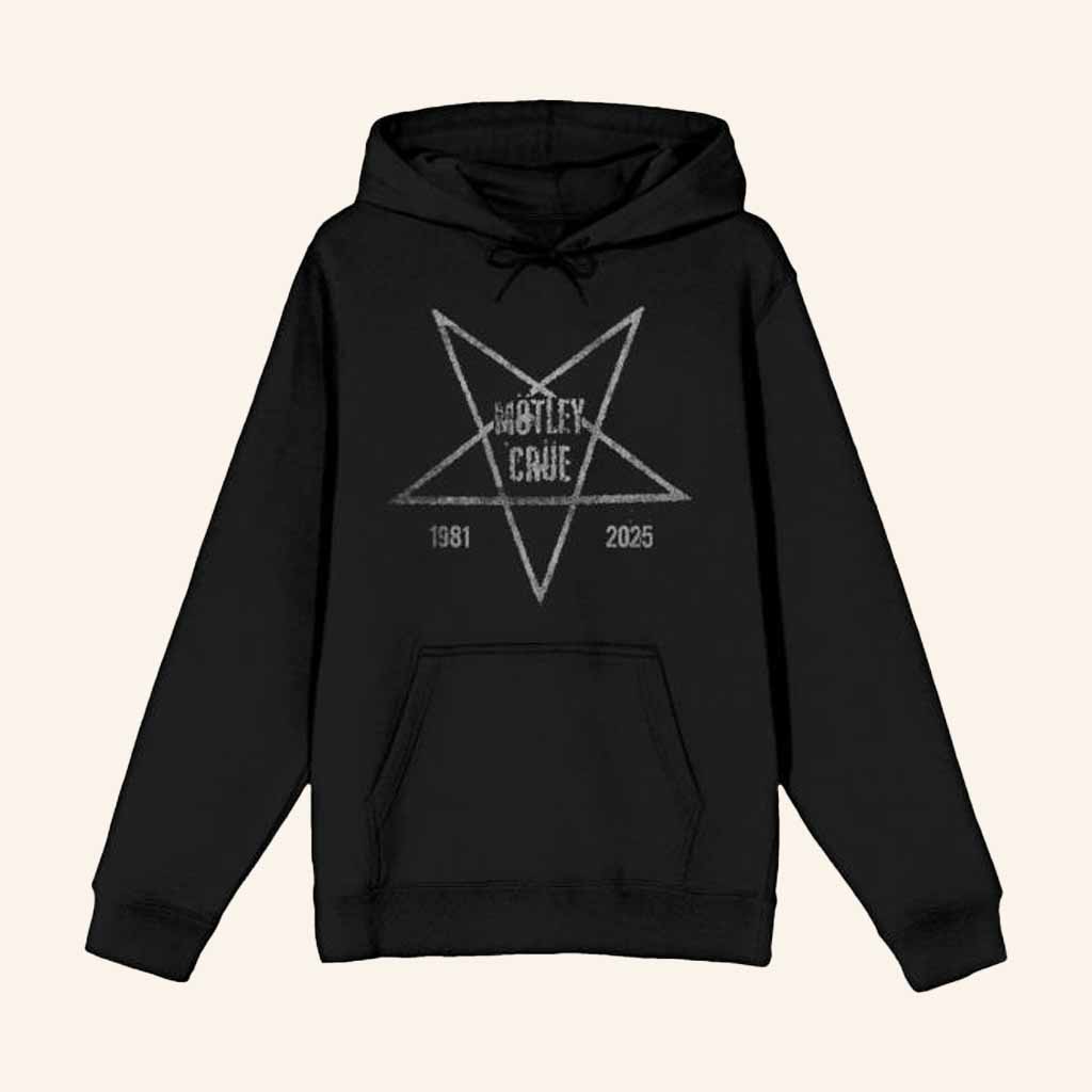 Motley Crue Merch Pentagram 2025 Black Hoodie Gifts For Music Enthusiasts - Thriftgiftshop
