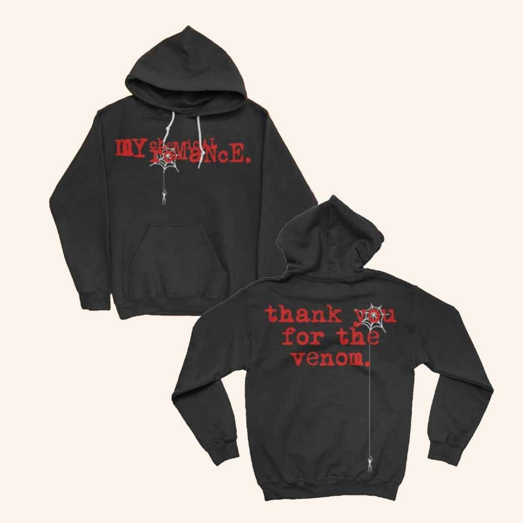 My Chemical Romance Merch Thank You For The Venom Spiderweb Hoodie Halloween Gift For Him - Thriftgiftshop