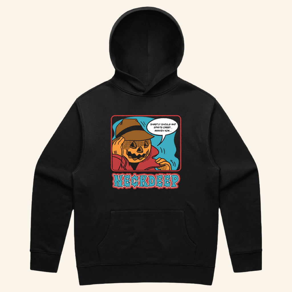 Neck Deep Merch Pumpkin Guy Black Hoodie Halloween Gifts For Him - Thriftgiftshop