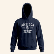 Nick Fuentes Merch America First Collegiate Hoodie Patriotic Gifts For Him - Thriftgiftshop