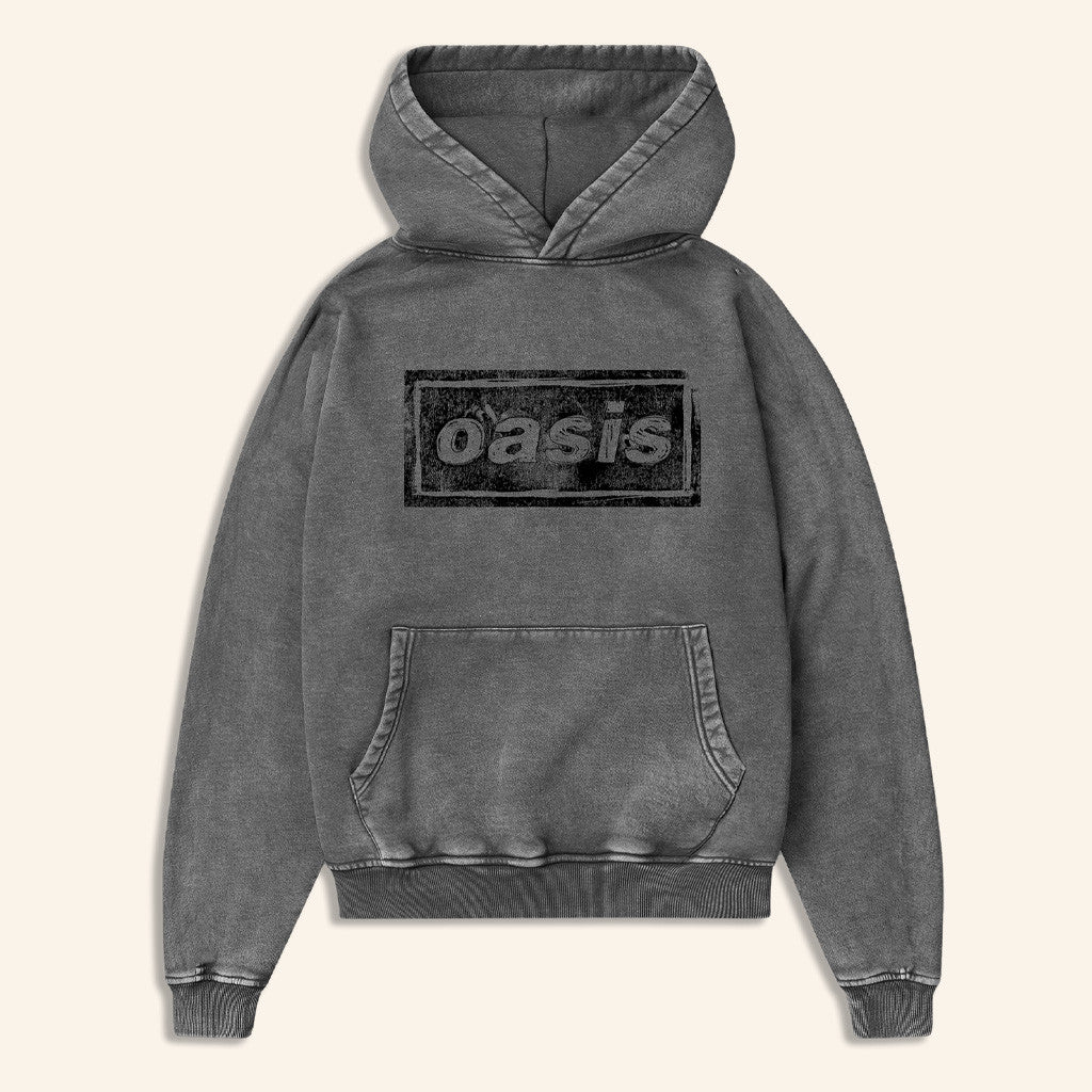 Oasis Merch 2025 Live 25 Lino Logo Hoodie Grey Gift Ideas For Him - Thriftgiftshop