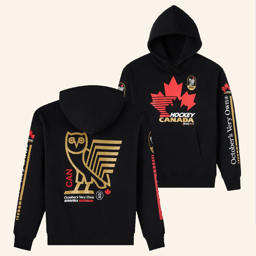 October's Very Own Merch OVO X Hockey Canada Hoodie Ice Hockey Gift Ideas - Thriftgiftshop
