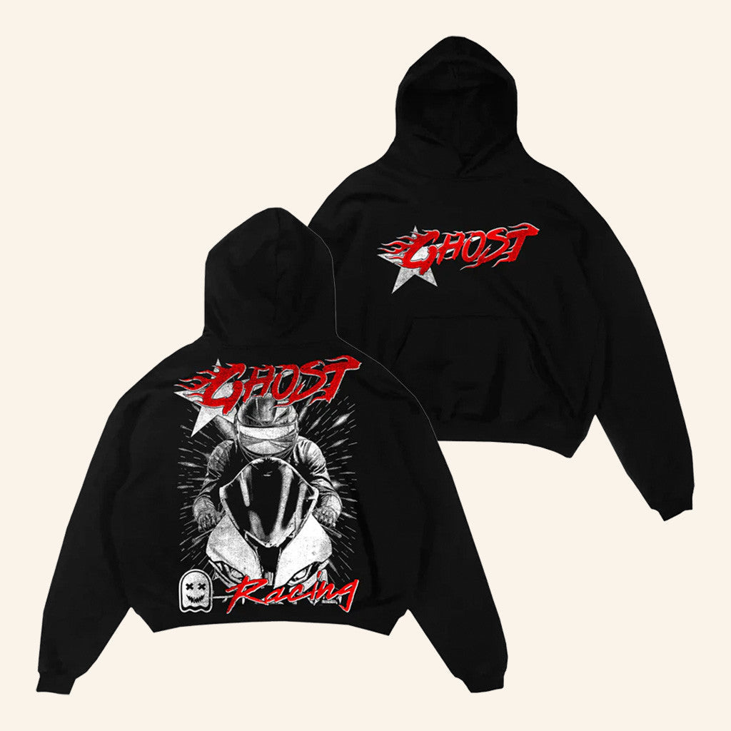 Official Ghost Racing Merch Store Star Ghost Black Hoodie - Thriftgiftshop