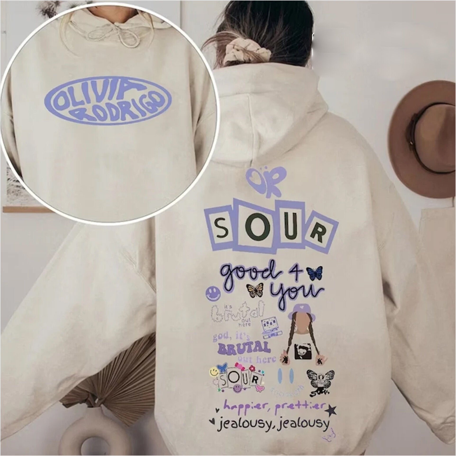 Olivia Sour Tour Hoodie, Olivia Rodrigo Hoodie, Good 4 U Hoodie, Sour Album Hoodie, Vintage Olivia Rodrigo Hoodie Gifts For Brother - Thriftgiftshop
