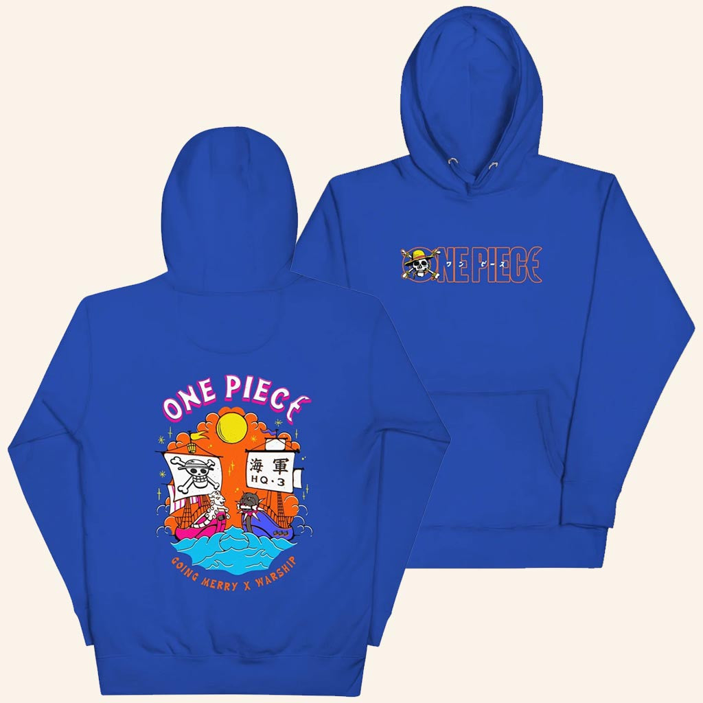 One Piece Merch Going Merry x Warship Hoodie Presents For Anime Lovers - Thriftgiftshop