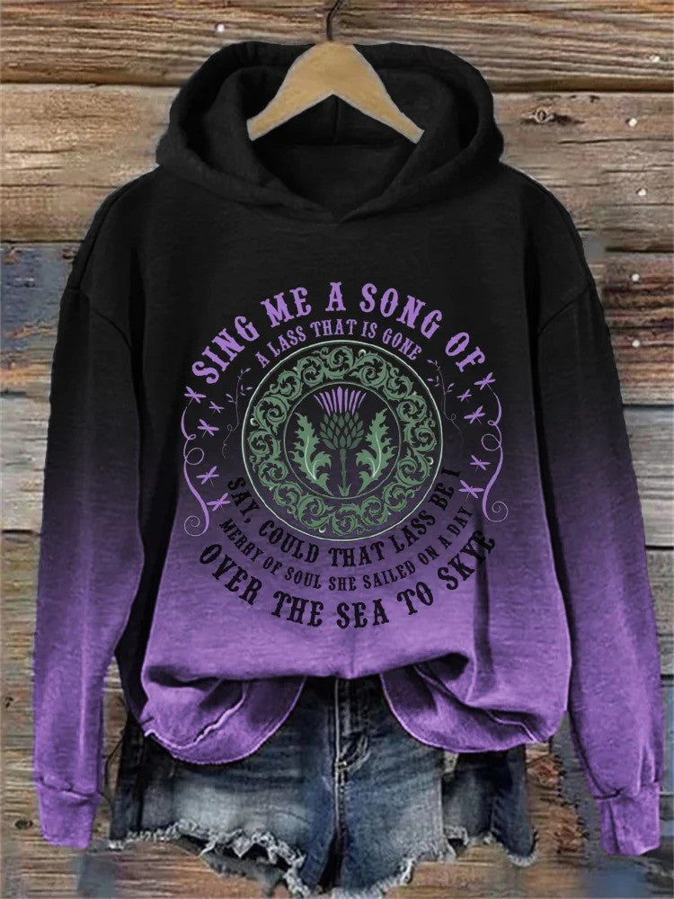 Outlander Merch Hoodie Outlander Sing Me A Song Of A Lass That Is Gone Thistle Flower - Thriftgiftshop
