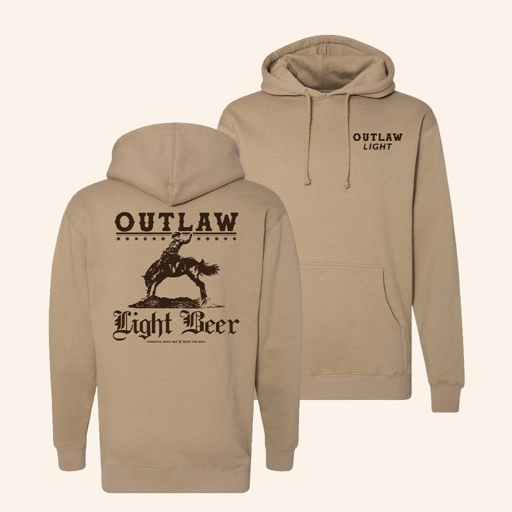 Outlaw Beer Merch Buckin' Outlaw Light Hoodie Birthday Ideas For Husband - Thriftgiftshop