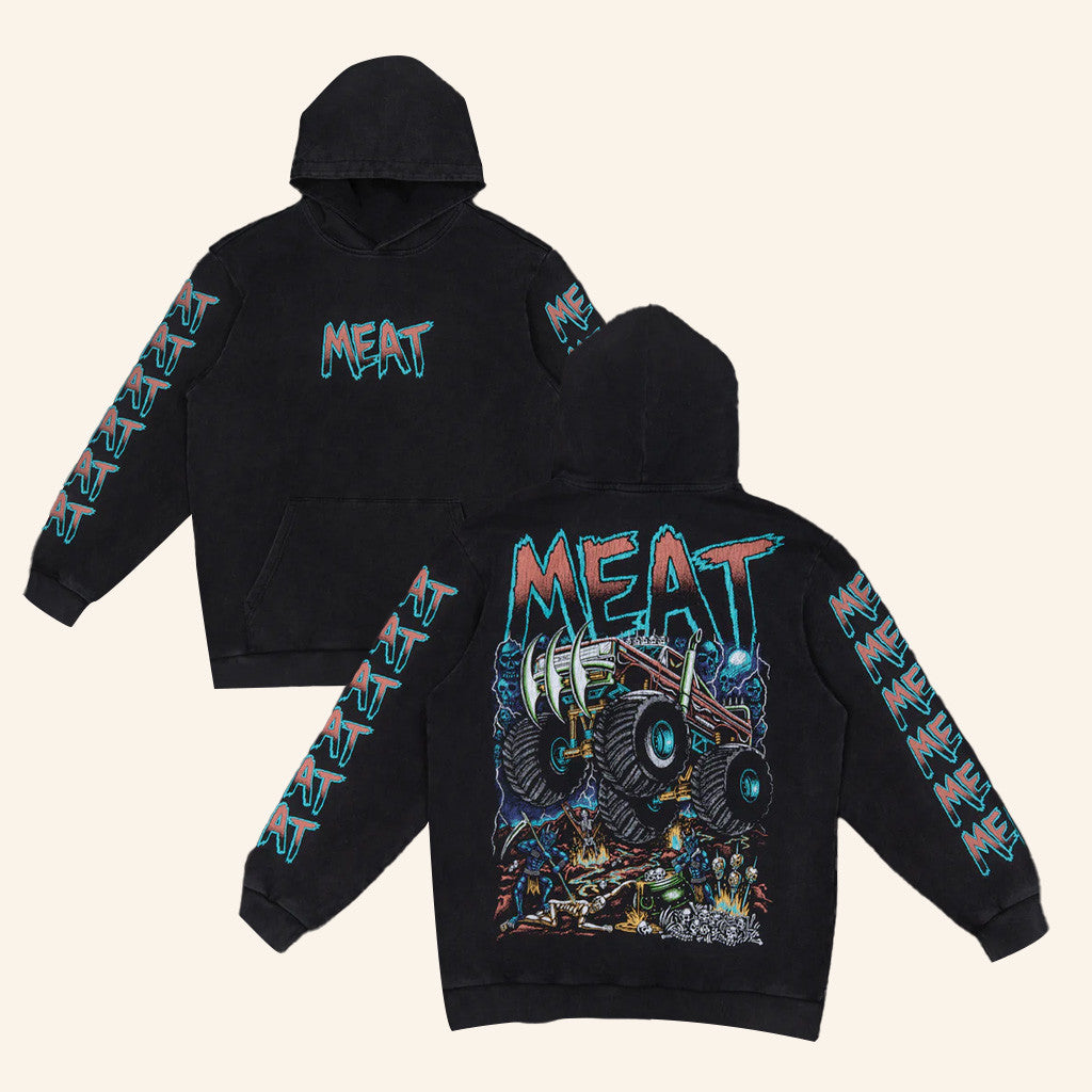 Papa Meat Merch Monster Truck Hoodie Husband Christmas Gift Ideas - Thriftgiftshop
