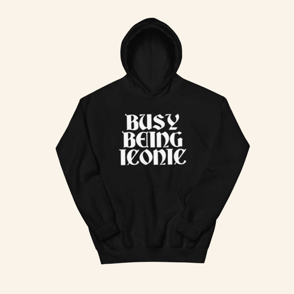 Paris Hilton Merch Busy Being Iconic Black Hoodie Gift Ideas For Sisters - Thriftgiftshop