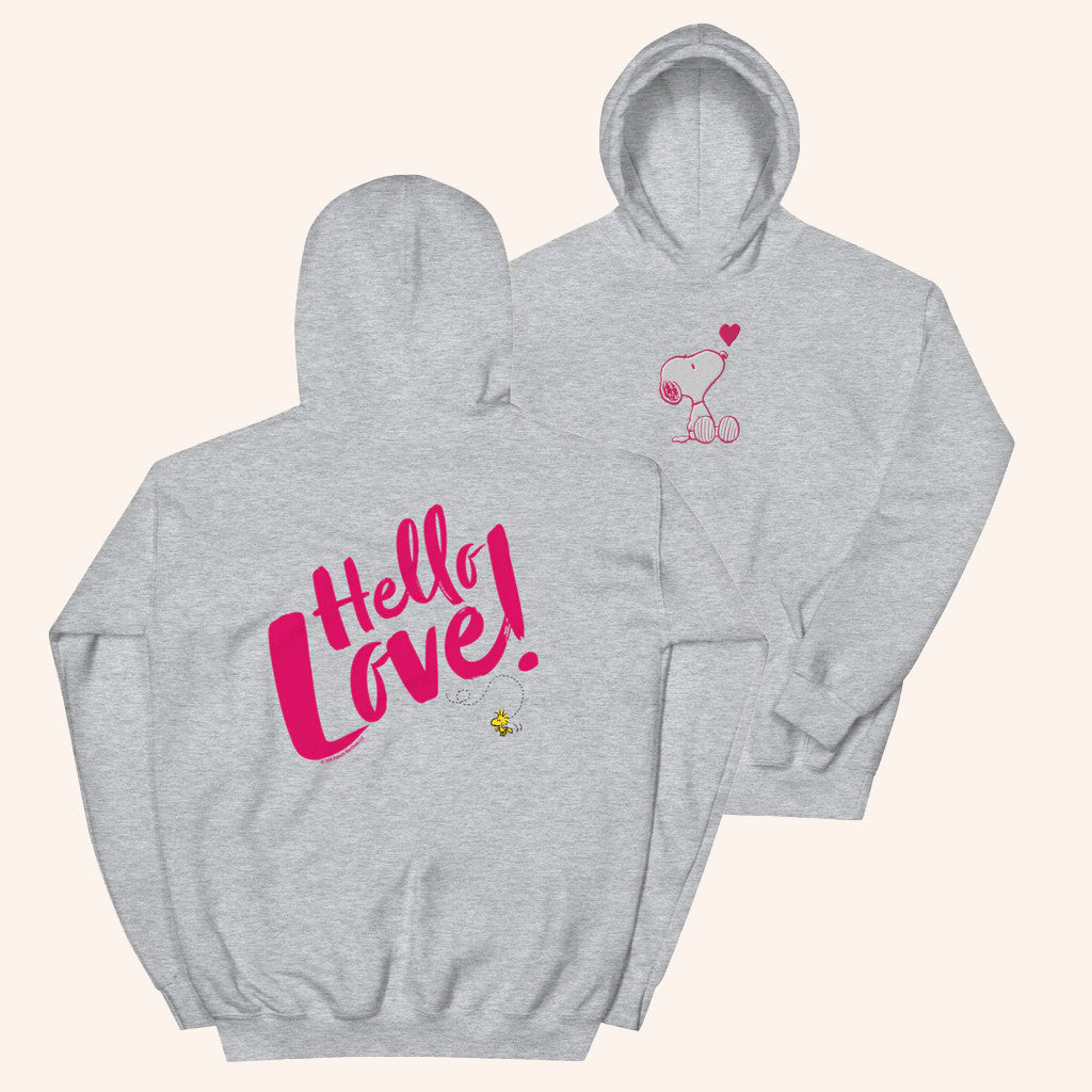 Peanuts Merch Peanuts Hello Love Hoodie Valentines Day Presents For Him - Thriftgiftshop