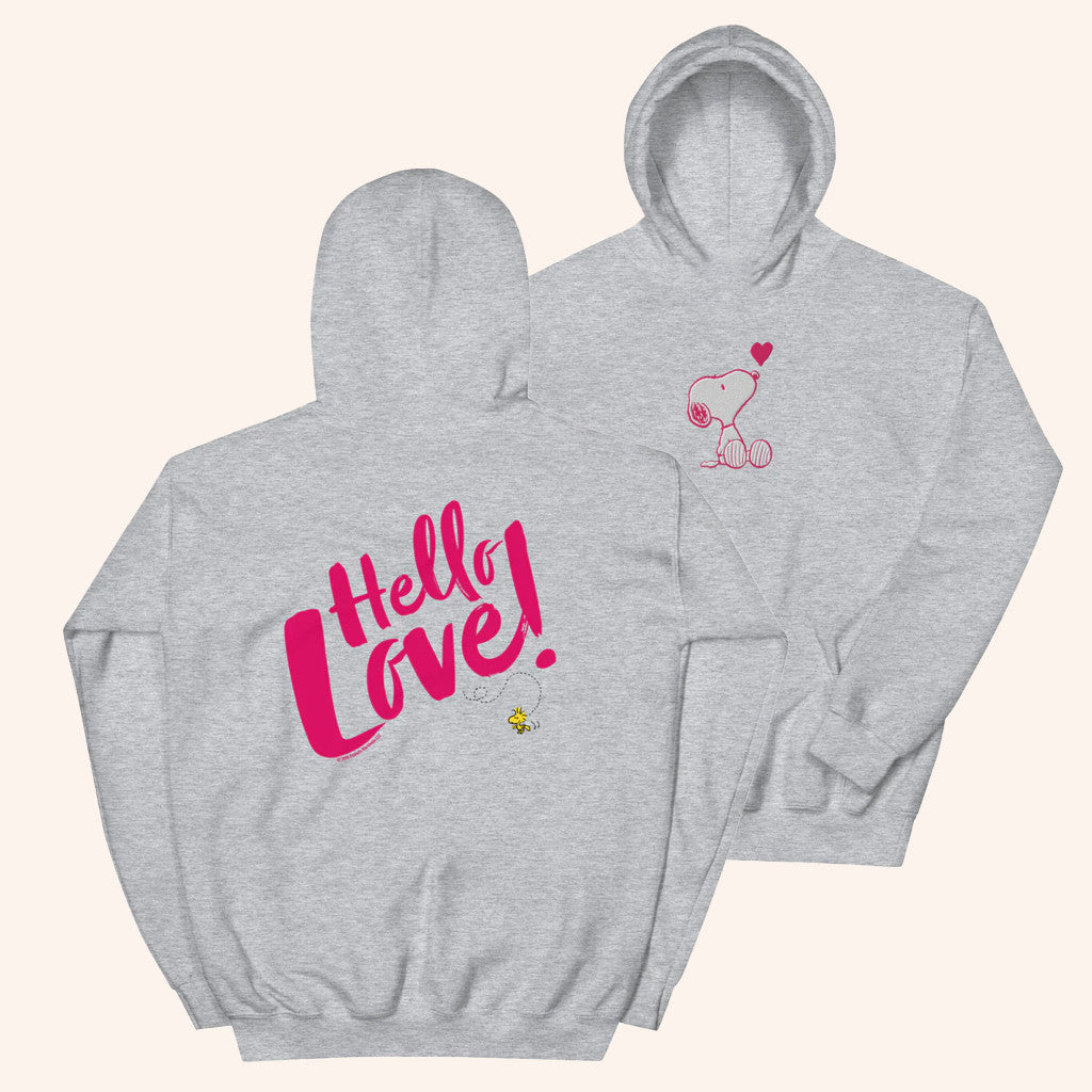 Peanuts Merch Peanuts Hello Love Hoodie Valentines Presents For Him - Thriftgiftshop