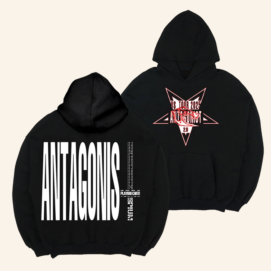 Playboi Carti Merch Antagonist Star Black And Red Hoodie Gift Ideas For Rapper Fans - Thriftgiftshop