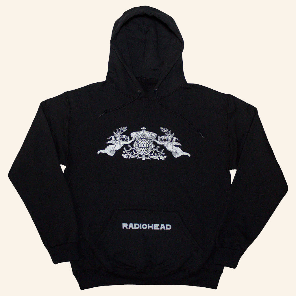 Radiohead Merch Bearhead Crest Hoodie Presents For Rock Music Lovers - Thriftgiftshop