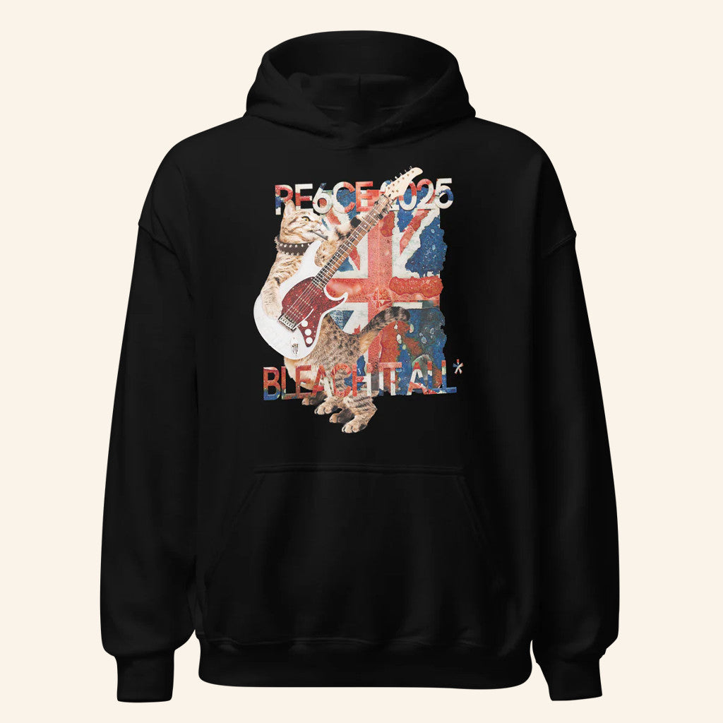 Re6ce Merch Bleachitall Hoodie Cute Cat Orchestra Playing Guitar Hoodie Gifts For Music Fans - Thriftgiftshop