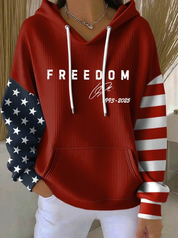 Red Freedom Hoodie Charlie Kirk Clothing Turning Point Charlie Kirk Merch Gifts For Patriots - Thriftgiftshop