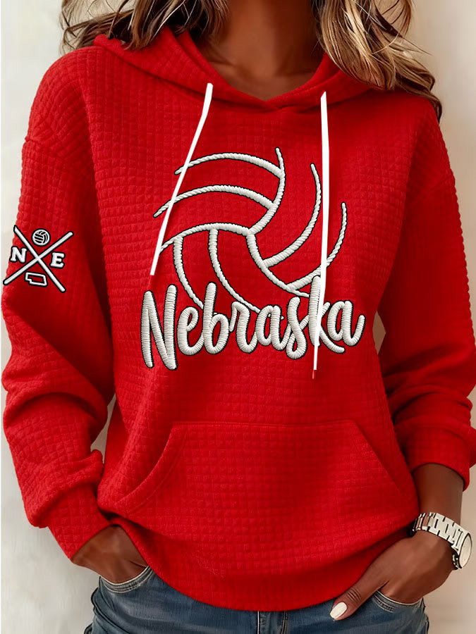 Red Nebraska Volleyball Hoodie Game Day Hoodie Volleyball Lovers Gifts For Wife - Thriftgiftshop