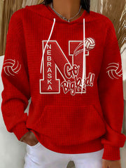 Red Nebraska Volleyball Hoodie Game Day Merch Go Big Red Sweatshirt Gifts For Volleyball Fans - Thriftgiftshop