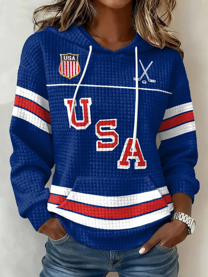 Retro USA Ice Hockey Hoodie Game Day Apparel Birthday Gifts For Hockey Fans - Thriftgiftshop