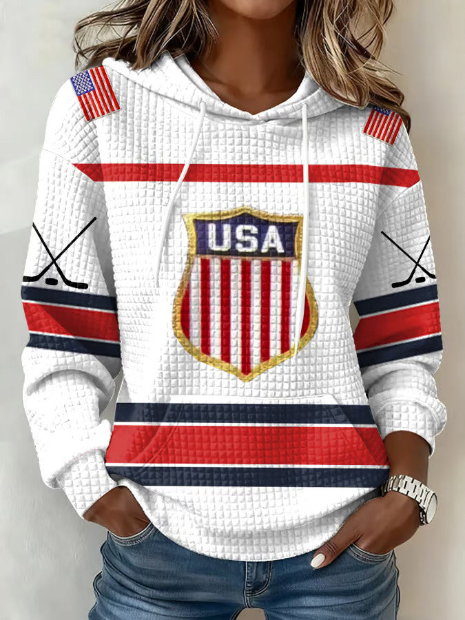 Retro USA Ice Hockey Hoodie Game Day Hoodie Gifts For Hockey Enthusiasts - Thriftgiftshop