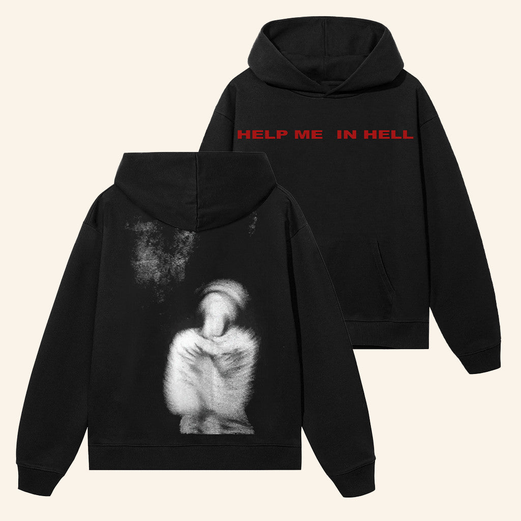 Revenge Merch Help Me In Hell Black Hoodie Gift Ideas For Music Lovers - Thriftgiftshop