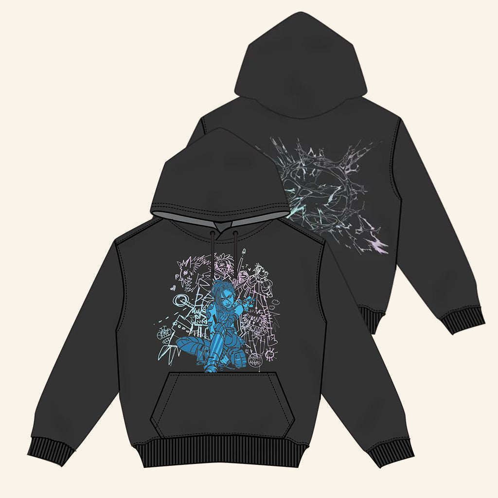 Riot Games Merch Arcane Jinx Foil Hoodie Jinx League Of Legends Merch Gifts For Him - Thriftgiftshop