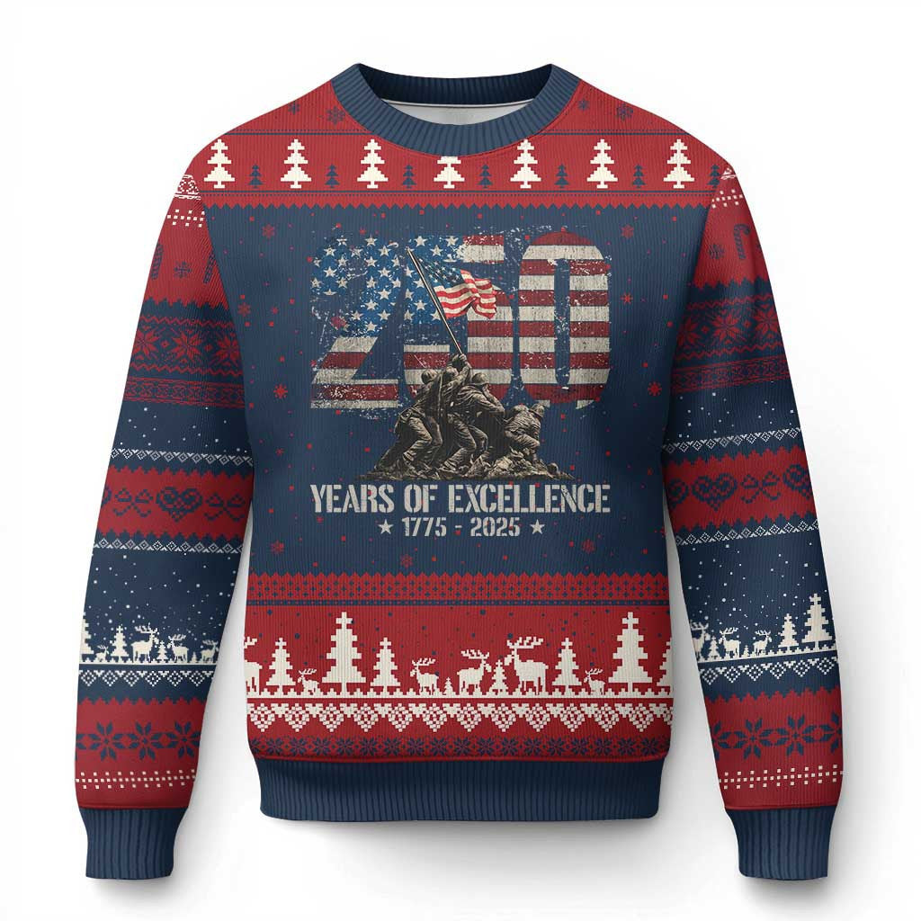 Thriftgiftshop 250 Years Of Excellence Ugly Christmas Sweater 250th Army Birthday Sweater Patriotic Gifts