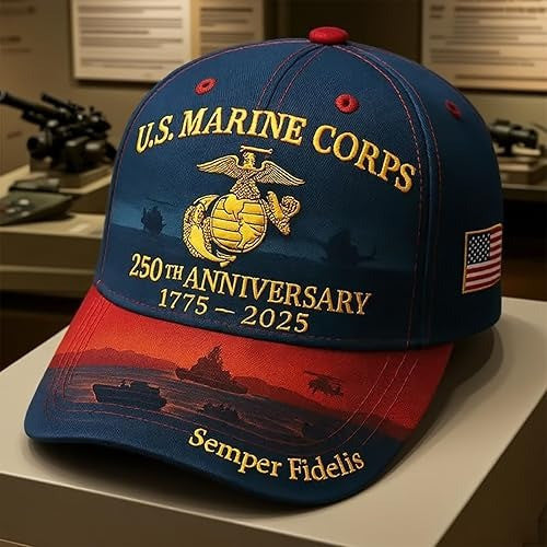 Thriftgiftshop 250th Anniversary Hat US Marine Corps Semiquincentennial Patriotic Semper Fidelis Gift Ideas