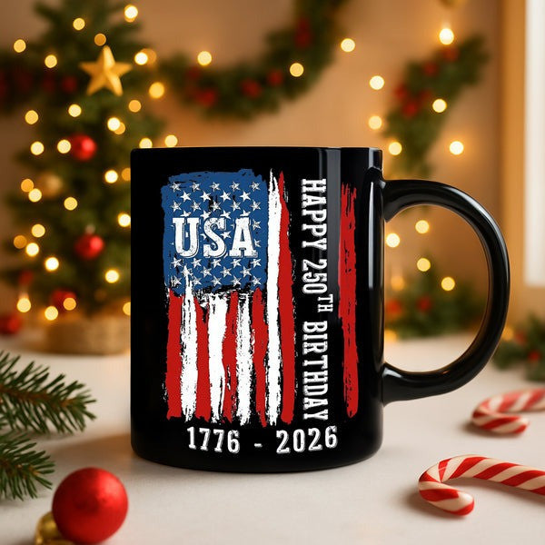 Thriftgiftshop 250th Anniversary Mug Happy 250th Birthday USA Flag 1776 2026 Presents For Patriotic