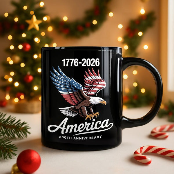 Thriftgiftshop 250th Anniversary Semiquincentennial Mug Eagle USA Flag 1776 2026 Present Ideas