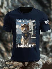 Thriftgiftshop 250th Anniversary T-Shirt Cat US Navy From Sea To Shore Independence Day Outfit Gifts