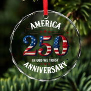 Thriftgiftshop America 250th Anniversary Glass Ornament In God We Trust Semiquincentennial Xmas Gifts