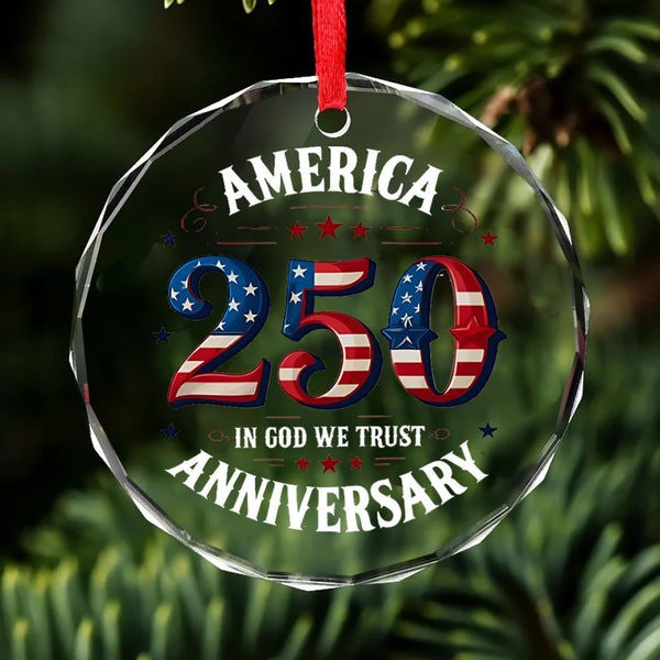 Thriftgiftshop America 250th Anniversary Glass Ornament In God We Trust Semiquincentennial Xmas Gifts