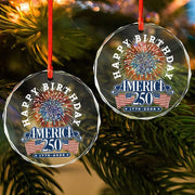 Thriftgiftshop America 250th Anniversary Glass Ornament Semiquincentennial Fireworks Decor Gifts