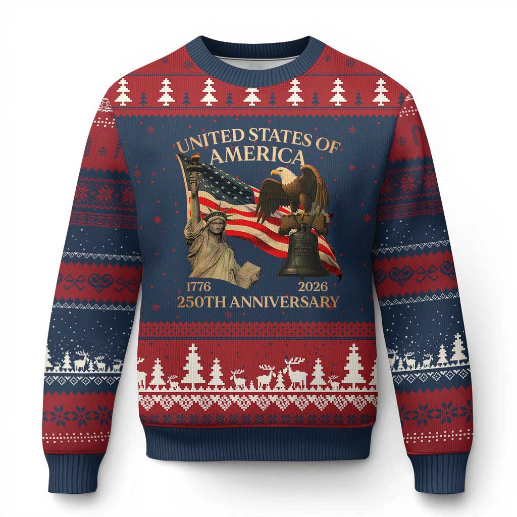 Thriftgiftshop America 250th Anniversary Ugly Christmas Sweater Independence Day Sweater USA Themed Gifts