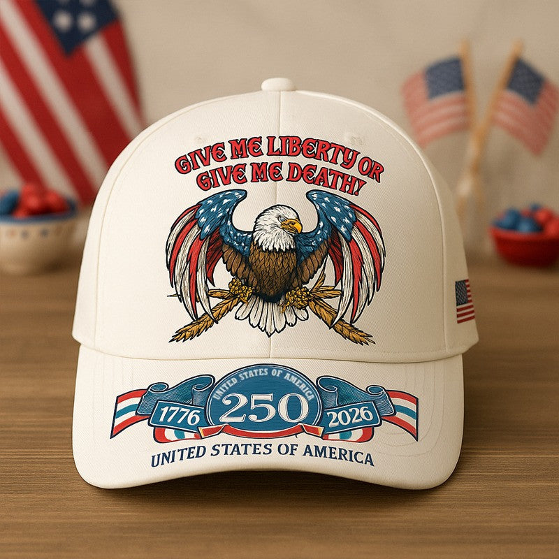 Thriftgiftshop Bald Eagle US 250th Anniversary Hat Give Me Liberty Or Give Me Death 1776 2025 Veteran Gifts