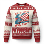 Thriftgiftshop California USA 250th Anniversary Ugly Christmas Sweater Top Patriotic Sweater For Dad