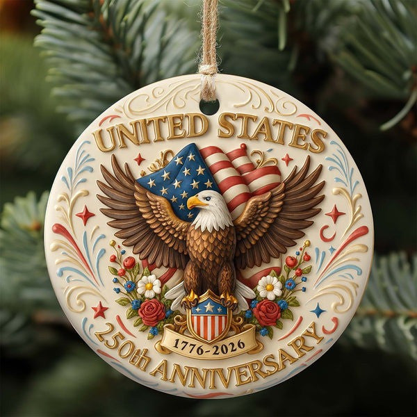 Thriftgiftshop Eagle Flag 250th Anniversary Christmas Ornament American Bicentennial Patriotic Gifts