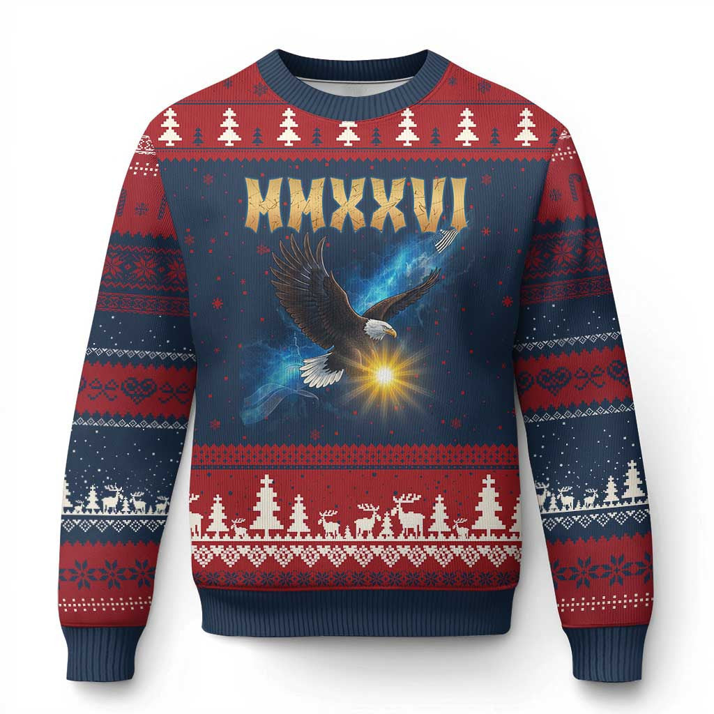 Thriftgiftshop Eagle MMXXVI Ugly Christmas Sweater Xmas Epic Patriotic Sweater 250th Anniversary Gifts
