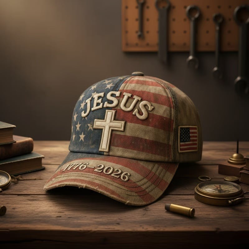 Thriftgiftshop Jesus Cross 250th Anniversary Hat America Freedom Day Baseball Cap Christian Gifts
