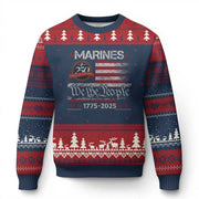 Thriftgiftshop Marine Veteran 250Th Anniversary Ugly Christmas Sweater Retro Patriotic Xmas Apparel