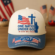 Thriftgiftshop United States 250Th Anniversary One Nation Under God Hat In God We Trust Veteran Gift Ideas