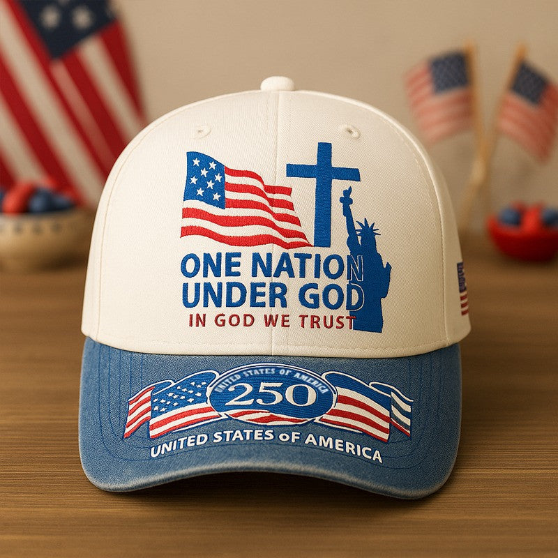Thriftgiftshop United States 250Th Anniversary One Nation Under God Hat In God We Trust Veteran Gift Ideas