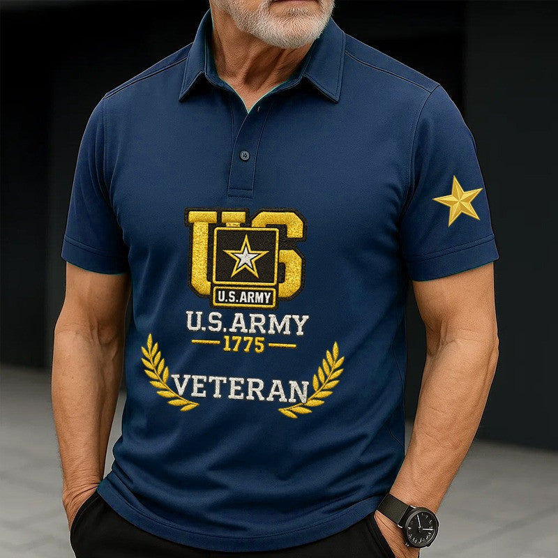 Thriftgiftshop United States Army Veteran Polo Shirt 1775 250th Anniversary USA Military Clothing Gifts For Patriots