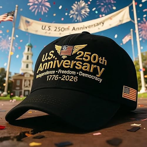 Thriftgiftshop U.S. 250th Anniversary Hat American Independence Freedom Democracy Cap Patriotic Gifts