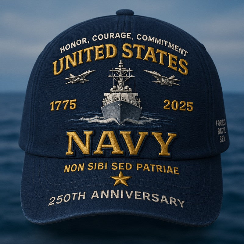 Thriftgiftshop US Navy 250th Anniversary Hat Honor Courage Commitment 1775 2025 Best Patriotic Gifts